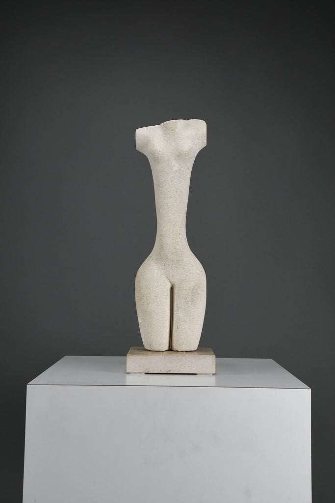 “Piccolo Idolo”, Alberto Cabiddu abstract limestone figure Italy 1996 - Art
