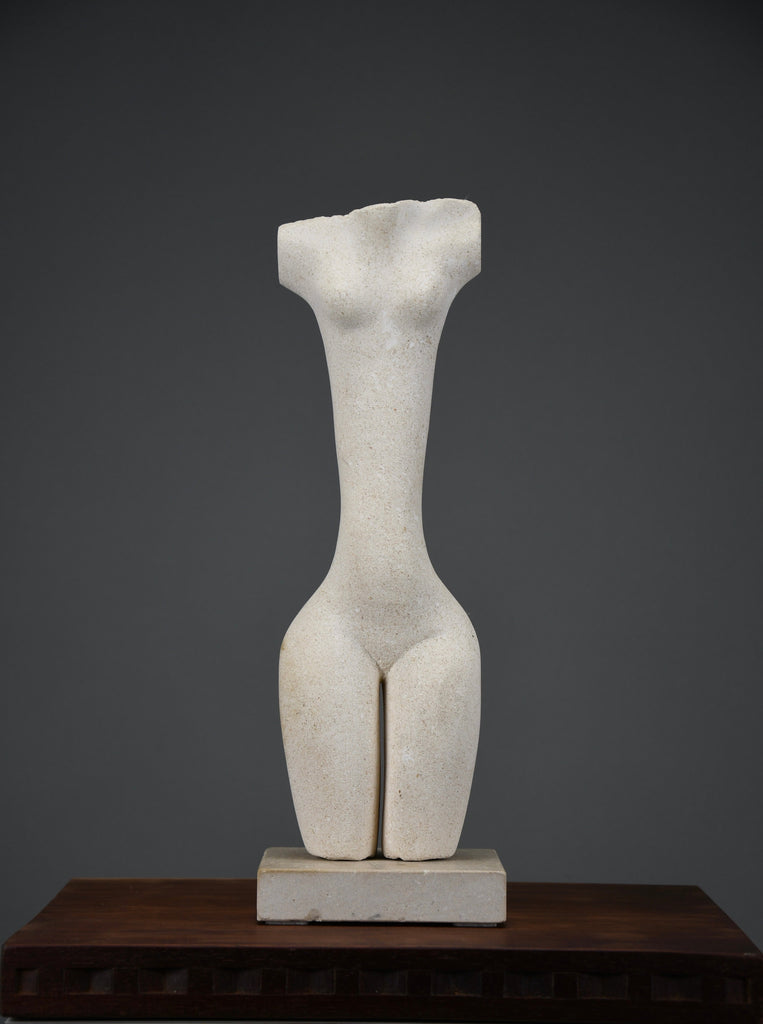 “Piccolo Idolo”, Alberto Cabiddu abstract limestone figure Italy 1996 - Art