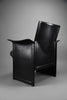 Postmodern black leather Korium armchair by Tito Agnoli for Matteo Grassi Italy 1980s - Furniture