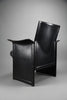 Postmodern black leather Korium armchair by Tito Agnoli for Matteo Grassi Italy 1980s - Furniture
