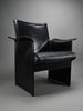 Postmodern black leather Korium armchair by Tito Agnoli for Matteo Grassi Italy 1980s - Furniture