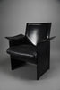 Postmodern black leather Korium armchair by Tito Agnoli for Matteo Grassi Italy 1980s - Furniture