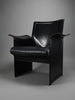 Postmodern black leather Korium armchair by Tito Agnoli for Matteo Grassi Italy 1980s - Furniture