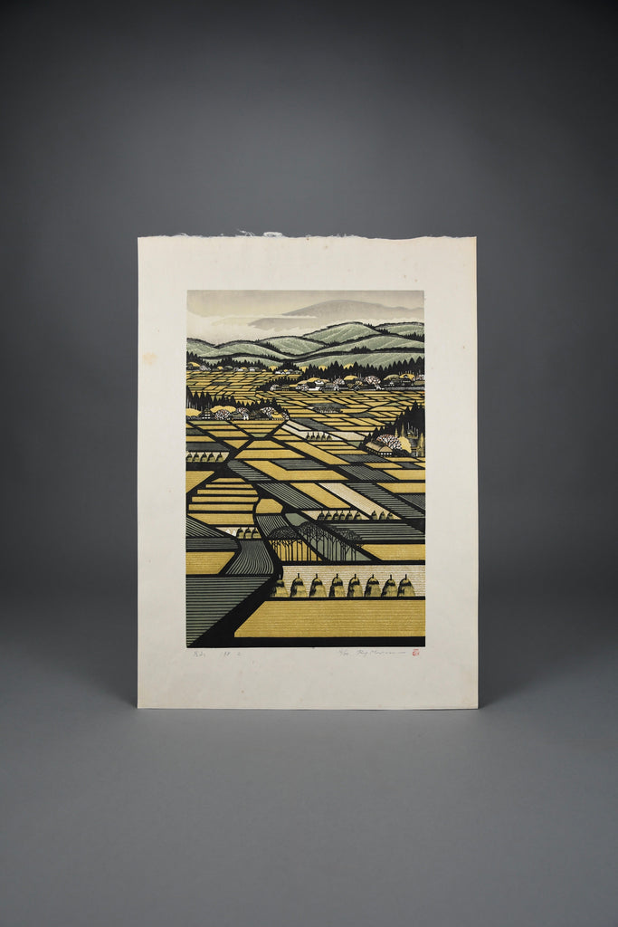 Ray Morimura, Gassan (Mount Gassan) 1998, signed limited edition multi-color woodblock Print 16/50 - Art