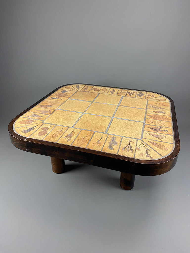 Roger Capron mid century modern ceramic and stained beech coffee table - Furniture