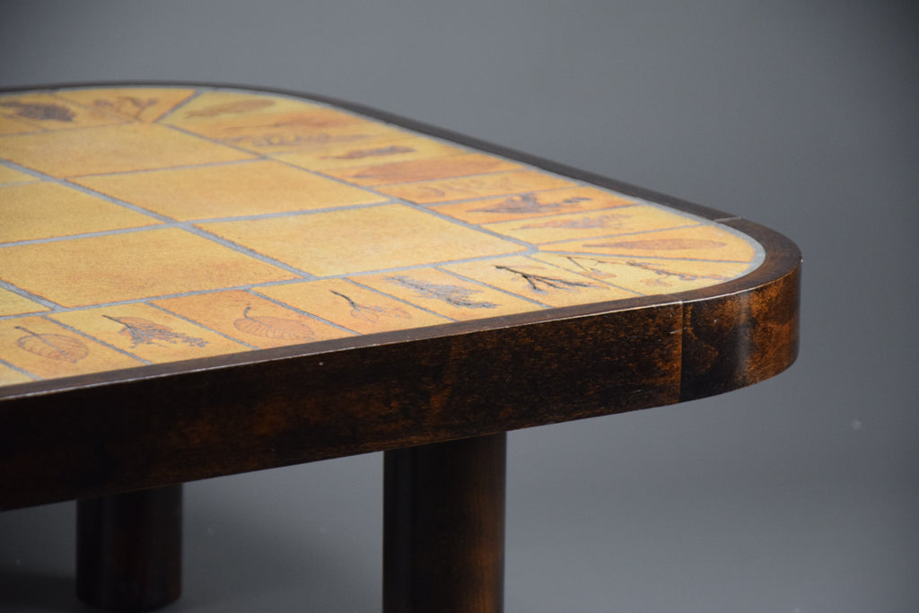 Roger Capron mid century modern ceramic and stained beech coffee table - Furniture