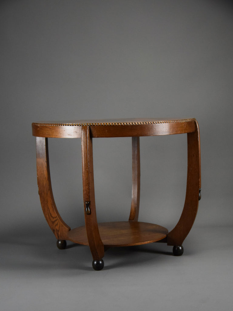 Round Art Deco side table with Jatoba fineer Inlays - Furniture