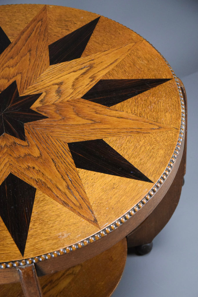 Round Art Deco side table with Jatoba fineer Inlays - Furniture
