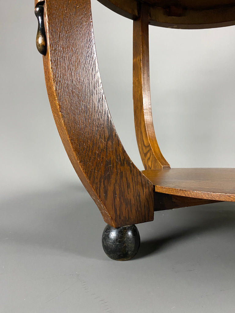 Round Art Deco side table with Jatoba fineer Inlays - Furniture