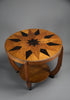 Round Art Deco side table with Jatoba fineer Inlays - Furniture