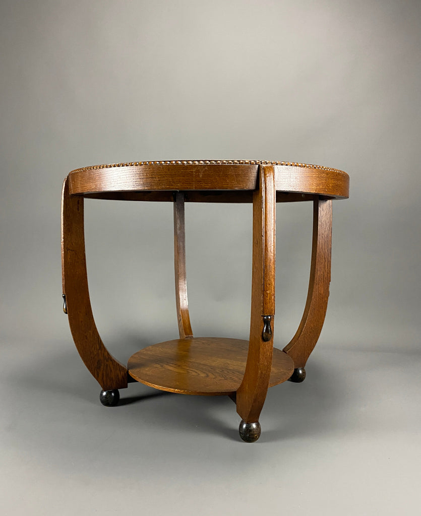 Round Art Deco side table with Jatoba fineer Inlays - Furniture