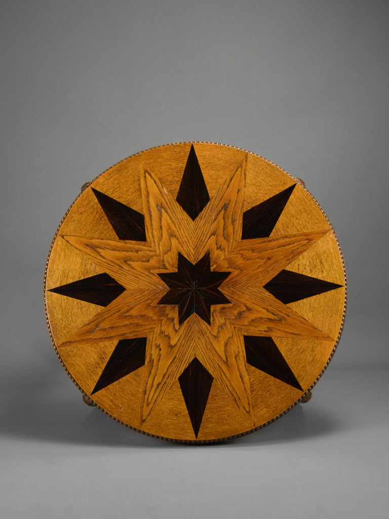Round Art Deco side table with Jatoba fineer Inlays - Furniture