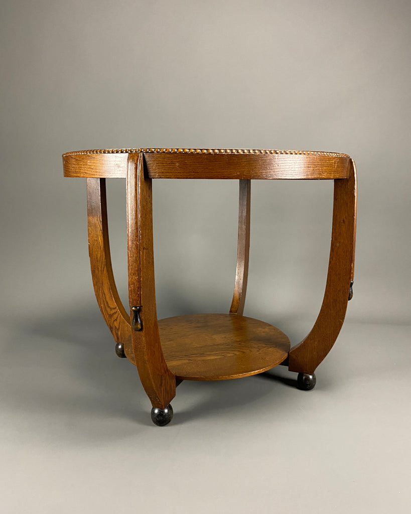 Round Art Deco side table with Jatoba fineer Inlays - Furniture