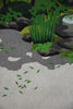 Ryokufu (Green Breeze), Zen Garden Tsukubai woodblock print by Masao Ido - Art