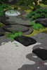 Ryokufu (Green Breeze), Zen Garden Tsukubai woodblock print by Masao Ido - Art