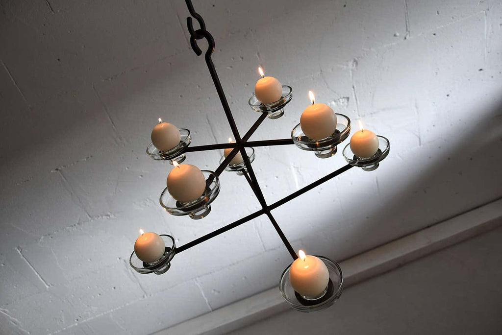 Scandinavian Mid-Century Modern Chandelier Erik Hoglund Attributed - Decor