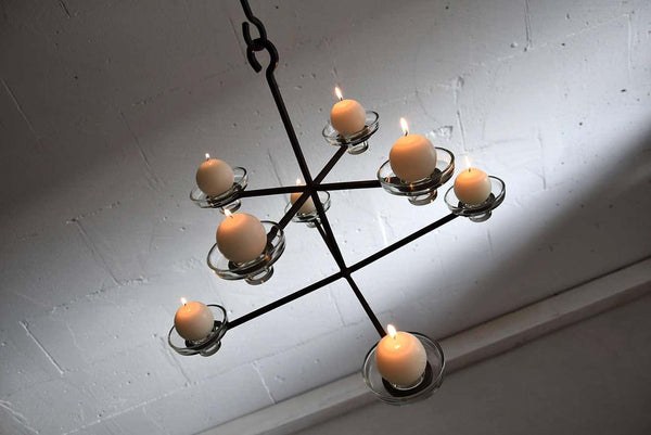 Scandinavian Mid-Century Modern Chandelier Erik Hoglund Attributed - Decor