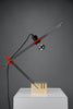 Sculptural adjustable table lamp by Fratelli Mannelli Italy 1970s, Travertine chrome & red plastic - lighting