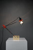 Sculptural adjustable table lamp by Fratelli Mannelli Italy 1970s, Travertine chrome & red plastic - lighting