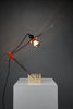 Sculptural adjustable table lamp by Fratelli Mannelli Italy 1970s, Travertine chrome & red plastic - lighting