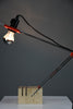 Sculptural adjustable table lamp by Fratelli Mannelli Italy 1970s, Travertine chrome & red plastic - lighting