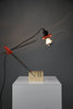 Sculptural adjustable table lamp by Fratelli Mannelli Italy 1970s, Travertine chrome & red plastic - lighting