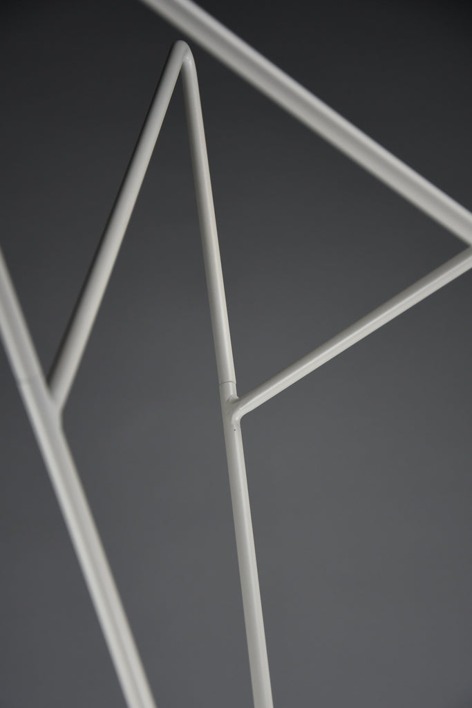 Sculptural white lacquered steel coat stand with turned wooden beads post modern style - Furniture