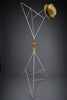 Sculptural white lacquered steel coat stand with turned wooden beads post modern style - Furniture
