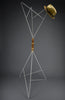 Sculptural white lacquered steel coat stand with turned wooden beads post modern style - Furniture