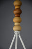 Sculptural white lacquered steel coat stand with turned wooden beads post modern style - Furniture