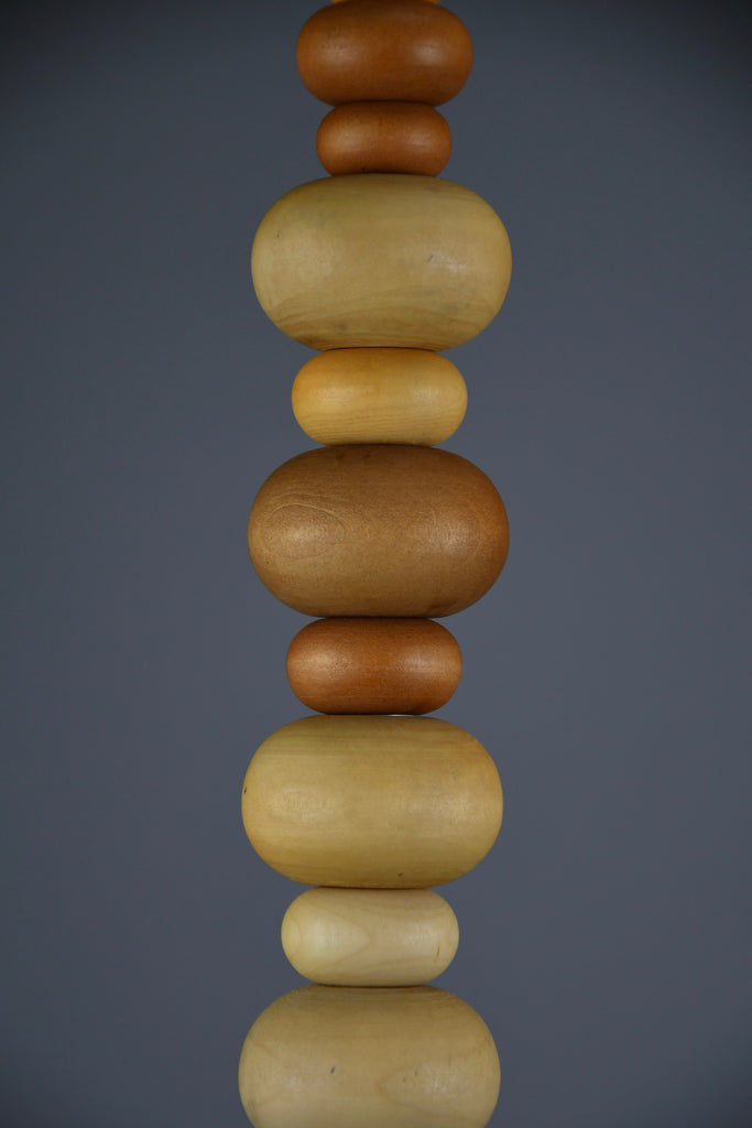Sculptural white lacquered steel coat stand with turned wooden beads post modern style - Furniture