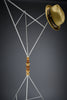 Sculptural white lacquered steel coat stand with turned wooden beads post modern style - Furniture