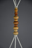 Sculptural white lacquered steel coat stand with turned wooden beads post modern style - Furniture