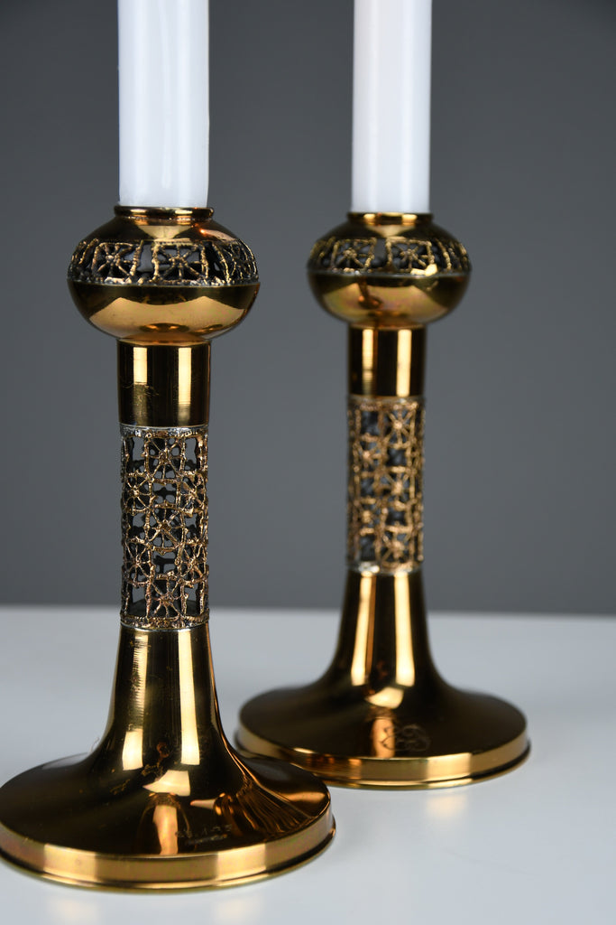 Set of Two Scandinavian Modern Pitsi”copper candlesticks by Pentti Sarpaneva for Turun Hopea Finland 1960s - Decor