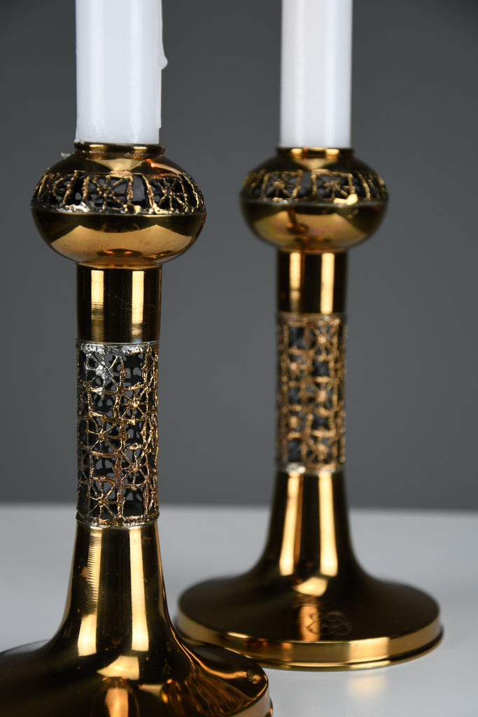 Set of Two Scandinavian Modern Pitsi”copper candlesticks by Pentti Sarpaneva for Turun Hopea Finland 1960s - Decor