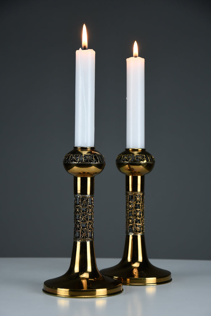 Set of Two Scandinavian Modern Pitsi”copper candlesticks by Pentti Sarpaneva for Turun Hopea Finland 1960s - Decor