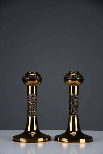 Set of Two Scandinavian Modern Pitsi”copper candlesticks by Pentti Sarpaneva for Turun Hopea Finland 1960s - Decor