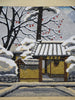 “Snow at Rakushisha” (Yuki no Rakushisha), rare Artist’s Proof woodblock print by Masao Ido 1986 - Art