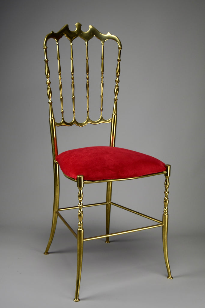 Solid Brass and Red Velvet Chiavari Chair - Furniture