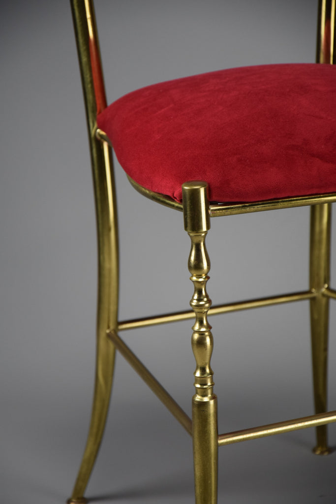 Solid Brass and Red Velvet Chiavari Chair - Furniture
