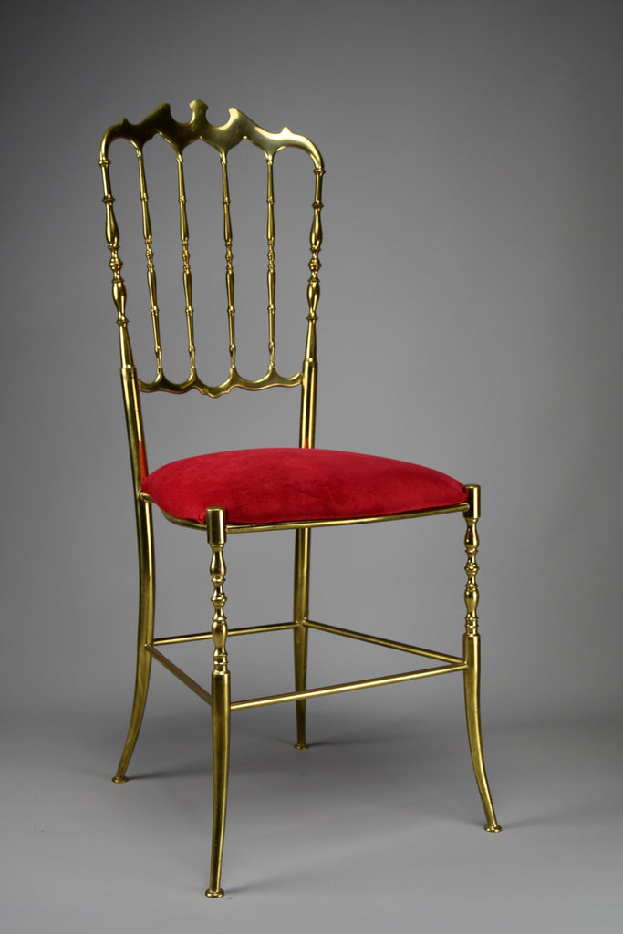Solid Brass and Red Velvet Chiavari Chair - Furniture