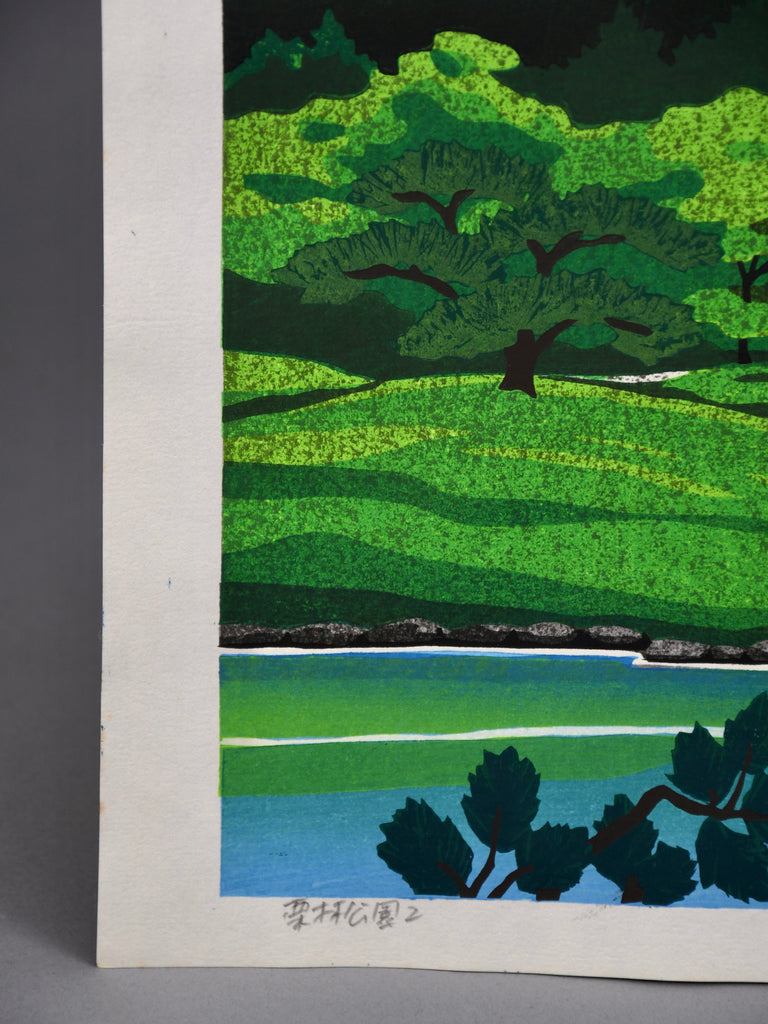 Sosaku hanga woodblock print “Ritsurin Garden II” by Masao Ido 1980 edition 59/120 - Art