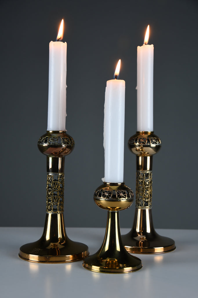 Three Scandinavian modern Pitsi copper candlesticks by Pentti Sarpaneva for Turun Hopea Finland - Candleholder