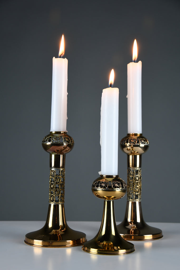 Three Scandinavian modern Pitsi copper candlesticks by Pentti Sarpaneva for Turun Hopea Finland - Candleholder