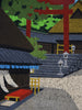 Torii Moto (at the Shrine gate), Masao Ido 1986 - Japanese woodblock print - Art