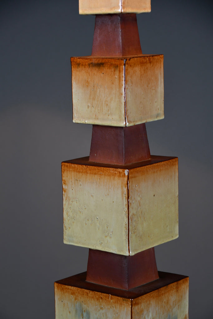 Unique 1960s sculptural ceramic table lamp with custom shade - Lighting
