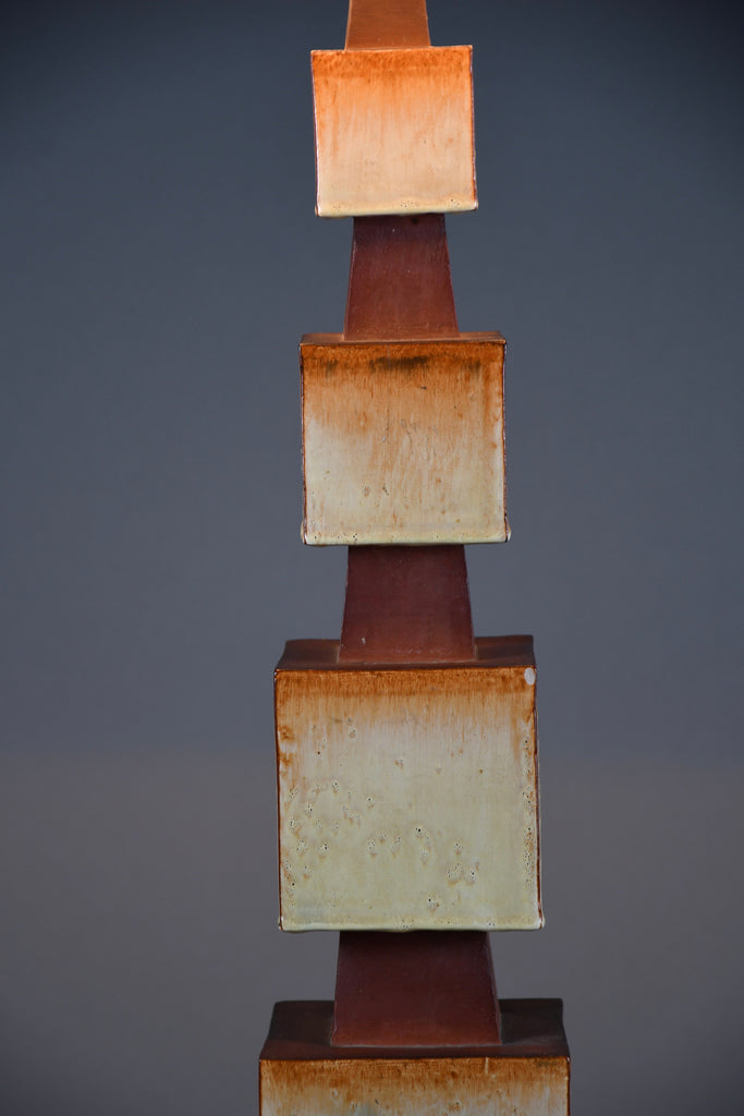 Unique 1960s sculptural ceramic table lamp with custom shade - Lighting