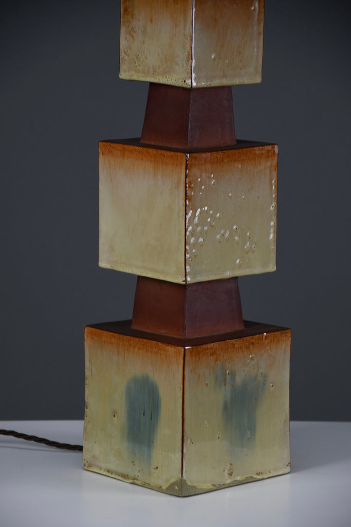 Unique 1960s sculptural ceramic table lamp with custom shade - Lighting