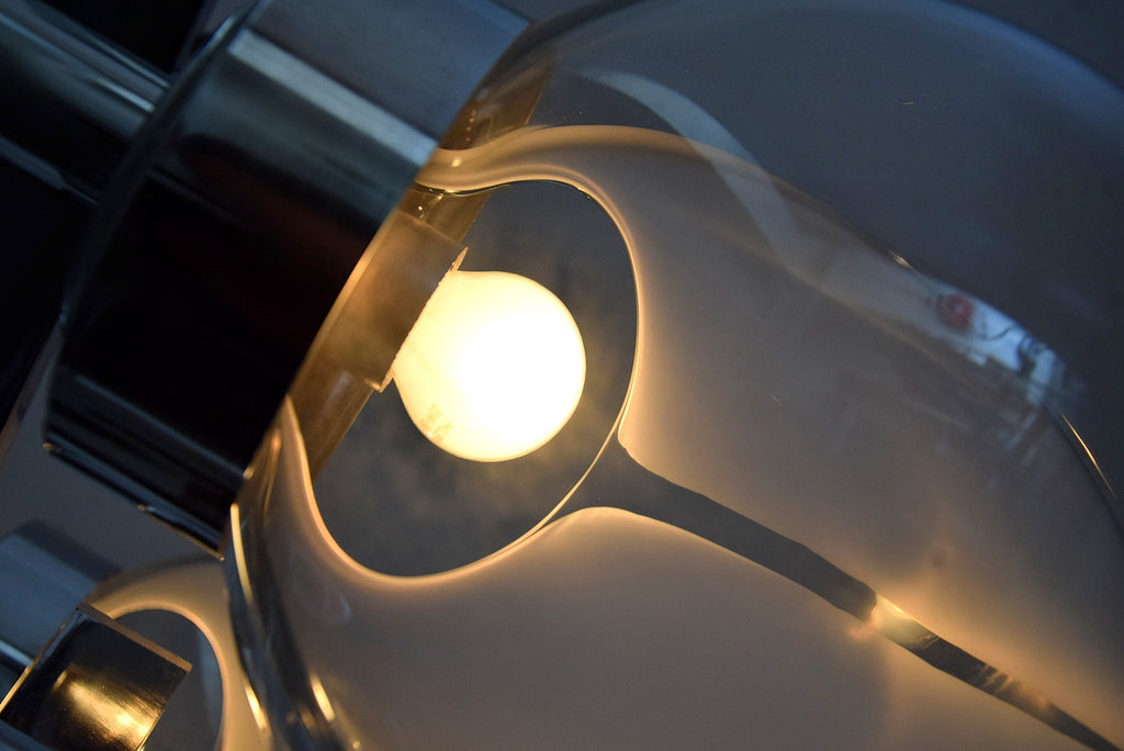 Venini Mid-Century Modern Glass and Chrome Ceiling Lamp - Lighting