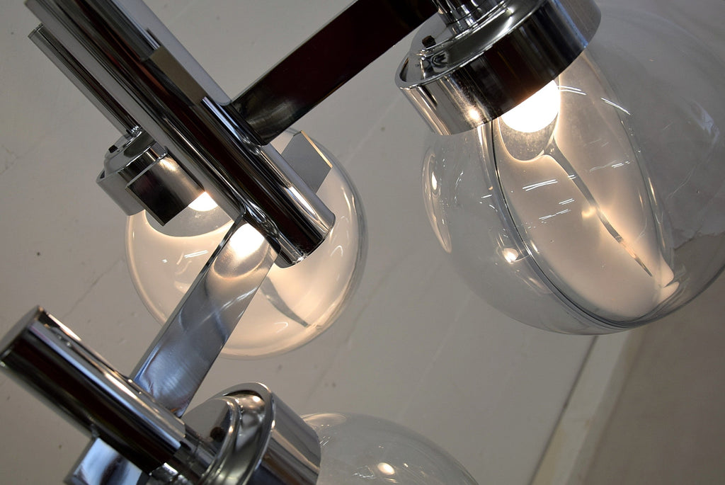 Venini Mid-Century Modern Glass and Chrome Ceiling Lamp - Lighting